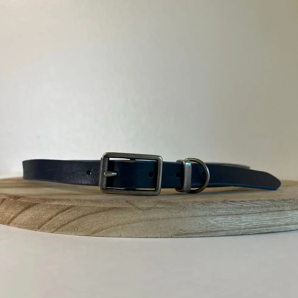 GAP Blue Genuine Leather Silver Utility Buckle Belt Size Medium